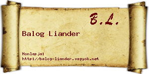 Balog Liander névjegykártya